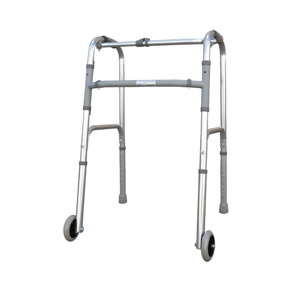 Deambulatore Pieghevole, Regolabile In Altezza Con 2 Puntali E 2 Ruote Fisse - Foto 10