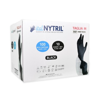 Box da 100 Pezzi (Neri) | Dispenser di Guanti in nitrile medicali sintetici monouso - Ital Nytril