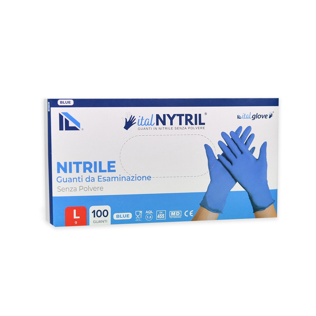 Guanti in nitrile non talcato - per uso medicale - taglia M/L - azzurro -  Logex Professional - scatola 100 pezzi su