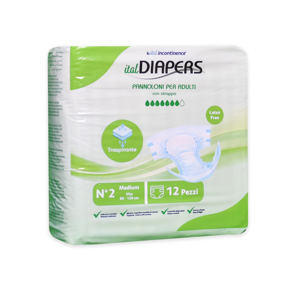 Pannoloni per adulti con sistema di fissaggio integrato